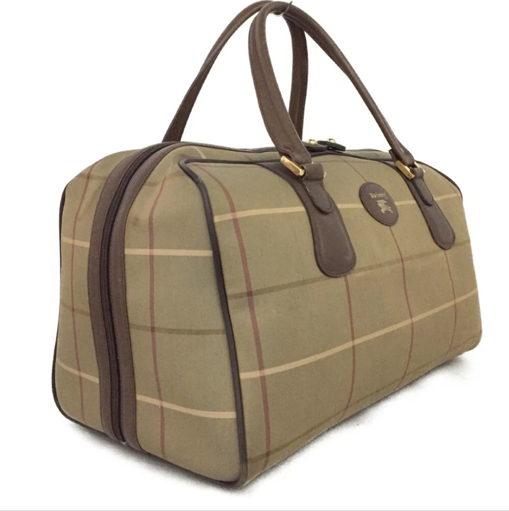 Burberrys Horse Logo Check Canvas Boston Bag - Picture 2 of 9